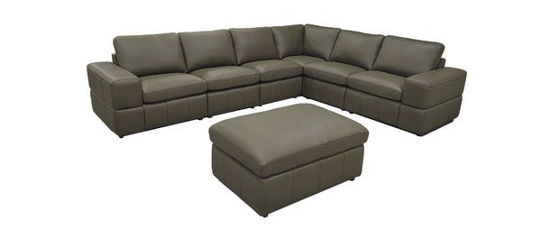 English Elm Large Square Arm Leather Match Modular Sectional for Spacious Living Rooms Olive Green B2748S00140