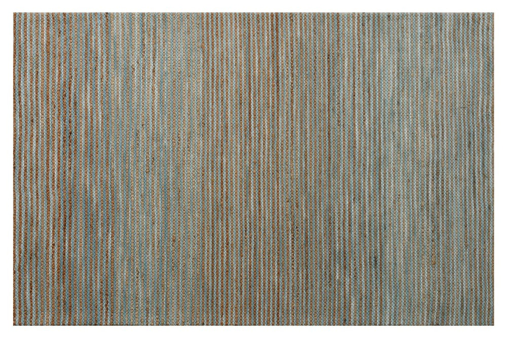 HomeRoots Hand Woven Blue Stripe Area Rug Artisan Flatweave Viscose Accent for Living or Dining Room 9' x 12' 533631