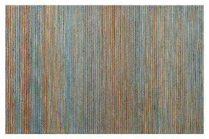 HomeRoots Hand Woven Blue Stripe Area Rug Artisan Flatweave Viscose Accent for Living or Dining Room 9' x 12' 533631
