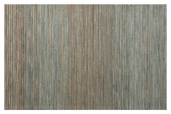 HomeRoots Hand Woven Blue Stripe Area Rug Artisan Flatweave Viscose Accent for Living or Dining Room 9' x 12' 533631