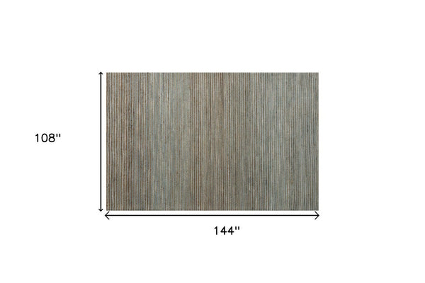 Hand Woven Blue Stripe Area Rug Artisan Flatweave Viscose Accent for Living or Dining Room