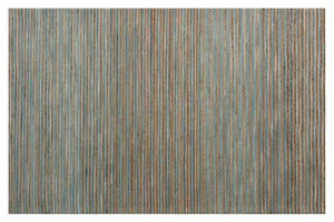 Hand Woven Blue Stripe Area Rug Artisan Flatweave Viscose Accent for Living or Dining Room
