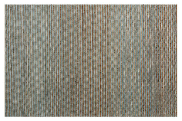 Hand Woven Blue Stripe Area Rug Artisan Flatweave Viscose Accent for Living or Dining Room
