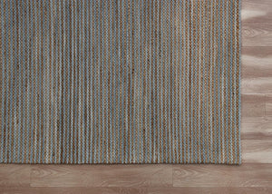 Hand Woven Blue Stripe Area Rug Artisan Flatweave Viscose Accent for Living or Dining Room