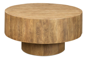 Sarreid Brutus Barnwood Table - Rustic Wheat Finish, Stylish Acacia Wood, & Functional 2 Drawer Design Tan  53369