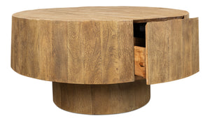 Sarreid Brutus Barnwood Table - Rustic Wheat Finish, Stylish Acacia Wood, & Functional 2 Drawer Design Tan  53369