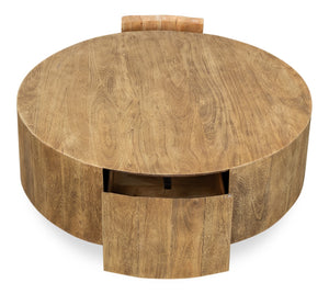 Sarreid Brutus Barnwood Table - Rustic Wheat Finish, Stylish Acacia Wood, & Functional 2 Drawer Design Tan  53369