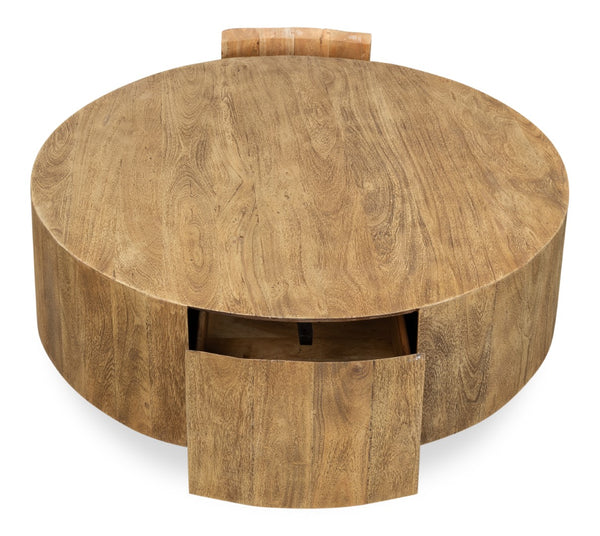 Sarreid Brutus Barnwood Table - Rustic Wheat Finish, Stylish Acacia Wood, & Functional 2 Drawer Design Tan  53369