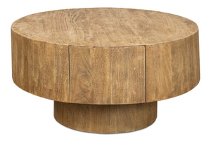 Sarreid Brutus Barnwood Table - Rustic Wheat Finish, Stylish Acacia Wood, & Functional 2 Drawer Design Tan  53369