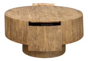 Sarreid Brutus Barnwood Table - Rustic Wheat Finish, Stylish Acacia Wood, & Functional 2 Drawer Design Tan  53369