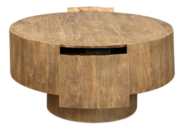 Sarreid Brutus Barnwood Table - Rustic Wheat Finish, Stylish Acacia Wood, & Functional 2 Drawer Design Tan  53369