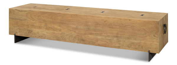 Sarreid Stuben Bench - Stylish Acacia Wood With Gunmetal Finish For Modern Home Décor And Comfort Tan  53370