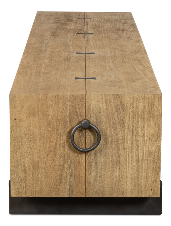 Sarreid Stuben Bench - Stylish Acacia Wood With Gunmetal Finish For Modern Home Décor And Comfort Tan  53370