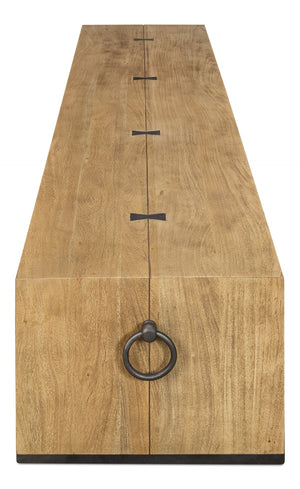 Sarreid Stuben Bench - Stylish Acacia Wood With Gunmetal Finish For Modern Home Décor And Comfort Tan  53370