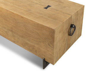 Sarreid Stuben Bench - Stylish Acacia Wood With Gunmetal Finish For Modern Home Décor And Comfort Tan  53370