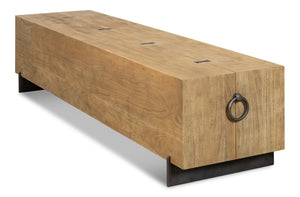 Sarreid Stuben Bench - Stylish Acacia Wood With Gunmetal Finish For Modern Home Décor And Comfort Tan  53370