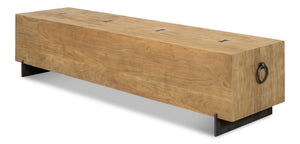 Sarreid Stuben Bench - Stylish Acacia Wood With Gunmetal Finish For Modern Home Décor And Comfort Tan  53370