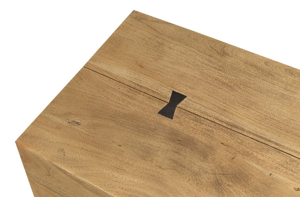 Sarreid Stuben Bench - Stylish Acacia Wood With Gunmetal Finish For Modern Home Décor And Comfort Tan  53370