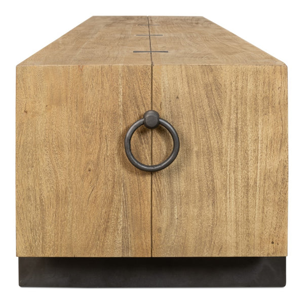 Sarreid Stuben Bench - Stylish Acacia Wood With Gunmetal Finish For Modern Home Décor And Comfort Tan  53370