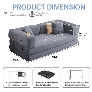 English Elm 2-In-1 Convertible Modular Sofa Bed - Space-Saving Memory Foam Lounge For Small Living Spaces - Gray W3653P355617
