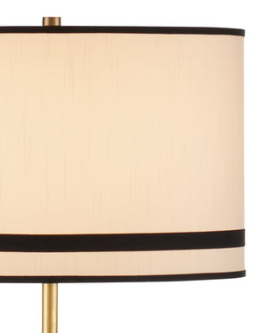 Currey & Company Gieves Floor Lamp - Elegant Bronze & Antique Brass Design With Striped Shade For Timeless Charm Gold Stone ,Cast Aluminum ,Brass 8000-0174-currey-company