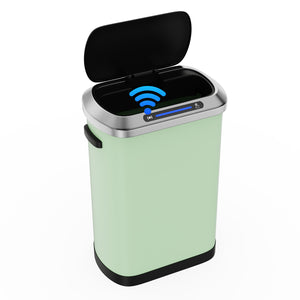 English Elm 50L Smart automatic Trash Can with Silent Slow-Close Lid, Motion Sensor, Durable 0.45mm Steel Body Mint Green W1550P247982
