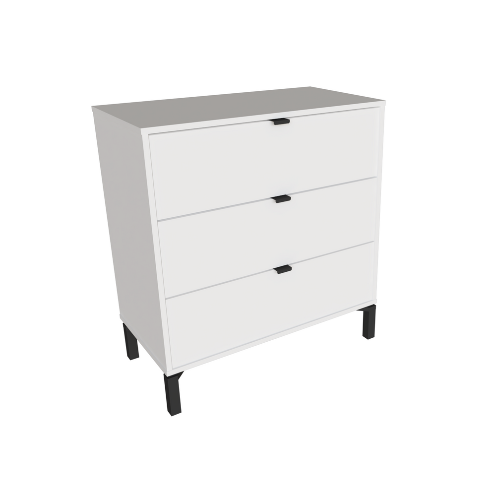Homeroots 30" White Three Drawer Dresser  Manufactured Wood 533811