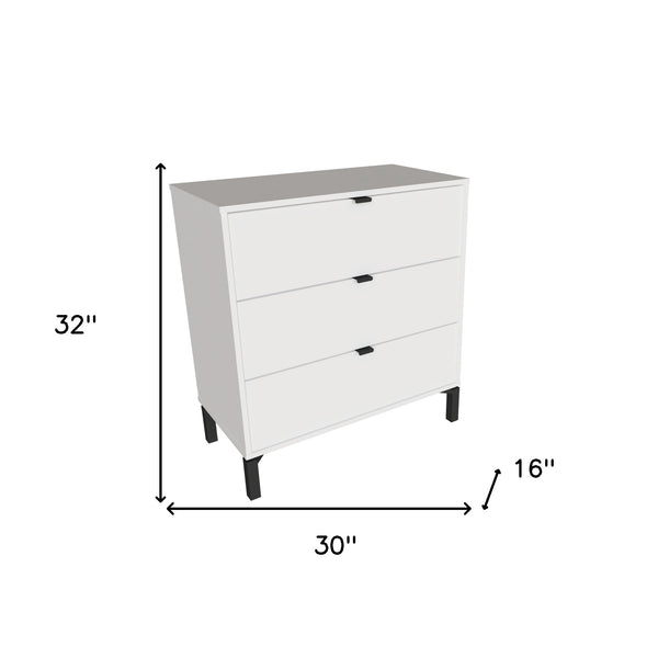 Homeroots 30" White Three Drawer Dresser  Manufactured Wood 533811