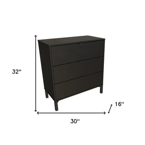 Homeroots 30" Black Three Drawer Dresser  Manufactured Wood 533812