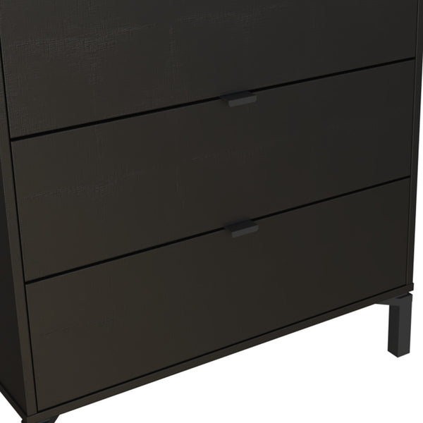 Homeroots 30" Black Three Drawer Dresser  Manufactured Wood 533812