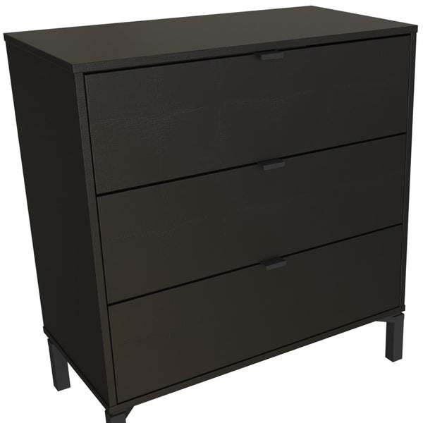Homeroots 30" Black Three Drawer Dresser  Manufactured Wood 533812