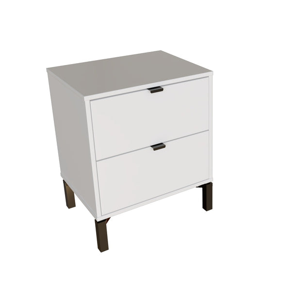 Homeroots 24" White Two Drawer Faux Wood Nightstand   533814