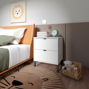 Homeroots 24" White Two Drawer Faux Wood Nightstand   533814