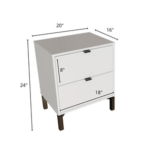 Homeroots 24" White Two Drawer Faux Wood Nightstand   533814