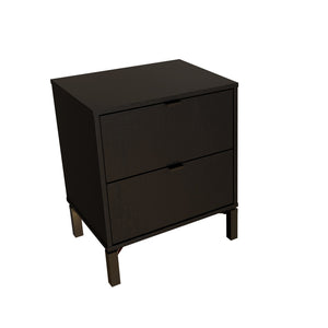 Homeroots 24" Black Two Drawer Faux Wood Nightstand   533815