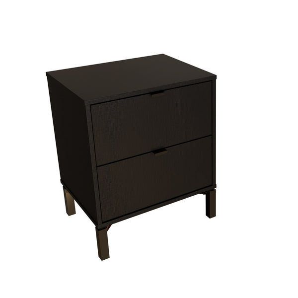 Homeroots 24" Black Two Drawer Faux Wood Nightstand   533815