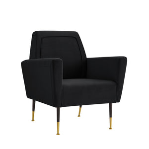 Homeroots 32" Black And Gold Velvet Arm Chair Black,Velvet  533823