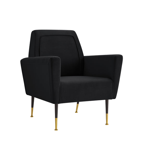 Homeroots 32" Black And Gold Velvet Arm Chair Black,Velvet  533823