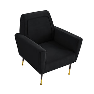 Homeroots 32" Black And Gold Velvet Arm Chair Black,Velvet  533823