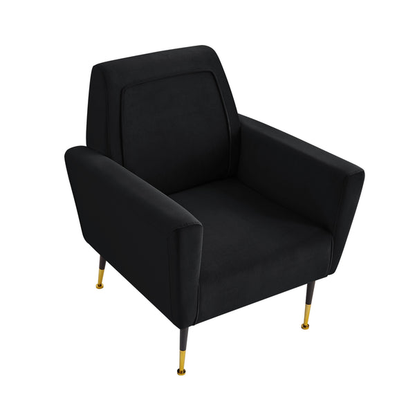 Homeroots 32" Black And Gold Velvet Arm Chair Black,Velvet  533823