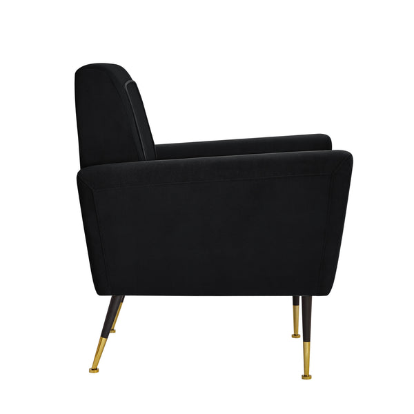 Homeroots 32" Black And Gold Velvet Arm Chair Black,Velvet  533823