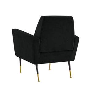 Homeroots 32" Black And Gold Velvet Arm Chair Black,Velvet  533823