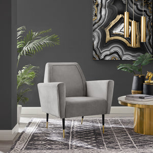 Homeroots 32" Gray And Gold Velvet Arm Chair Grey,Velvet  533824