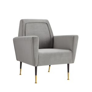 Homeroots 32" Gray And Gold Velvet Arm Chair Grey,Velvet  533824