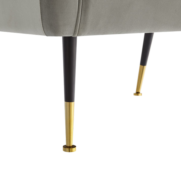 Homeroots 32" Gray And Gold Velvet Arm Chair Grey,Velvet  533824