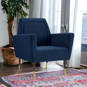 Homeroots 32" Navy Blue And Gold Velvet Arm Chair Navy,Velvet  533825