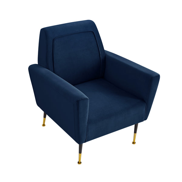 Homeroots 32" Navy Blue And Gold Velvet Arm Chair Navy,Velvet  533825