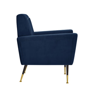 Homeroots 32" Navy Blue And Gold Velvet Arm Chair Navy,Velvet  533825