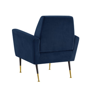 Homeroots 32" Navy Blue And Gold Velvet Arm Chair Navy,Velvet  533825