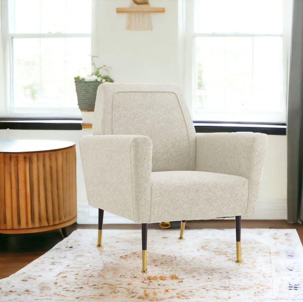 Homeroots 32" Beige And Gold Linen Arm Chair Beige,Linen  533826